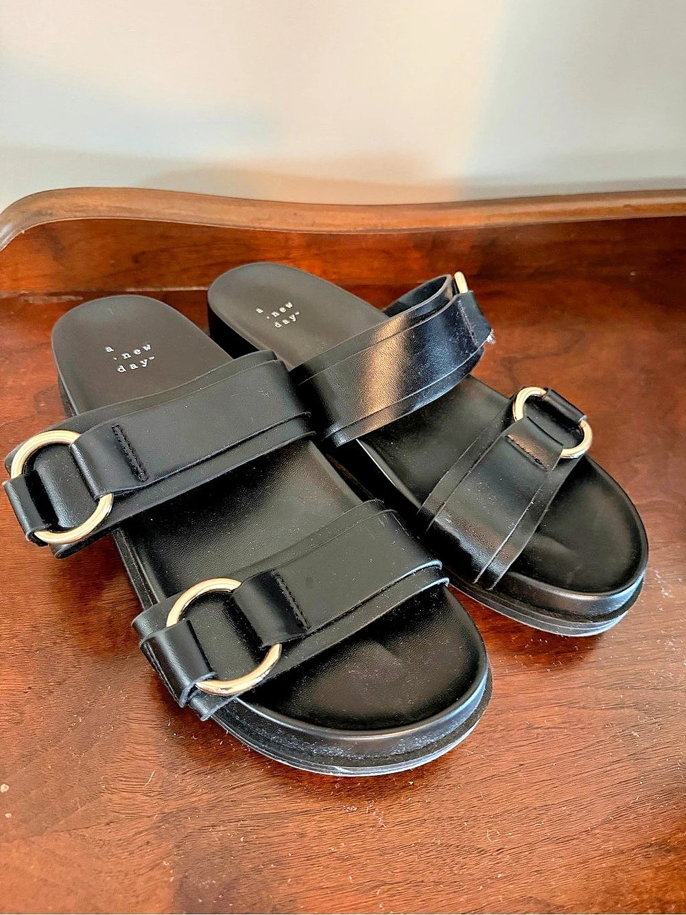 A New Day Penelope Black Slide Sandals size 9.5M